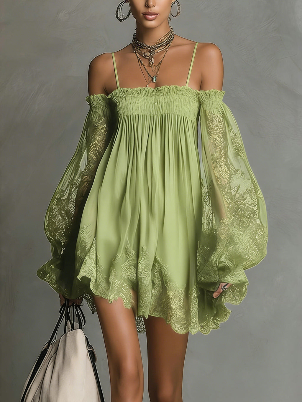 Noemi • Vestido mini en chiffon azul marino