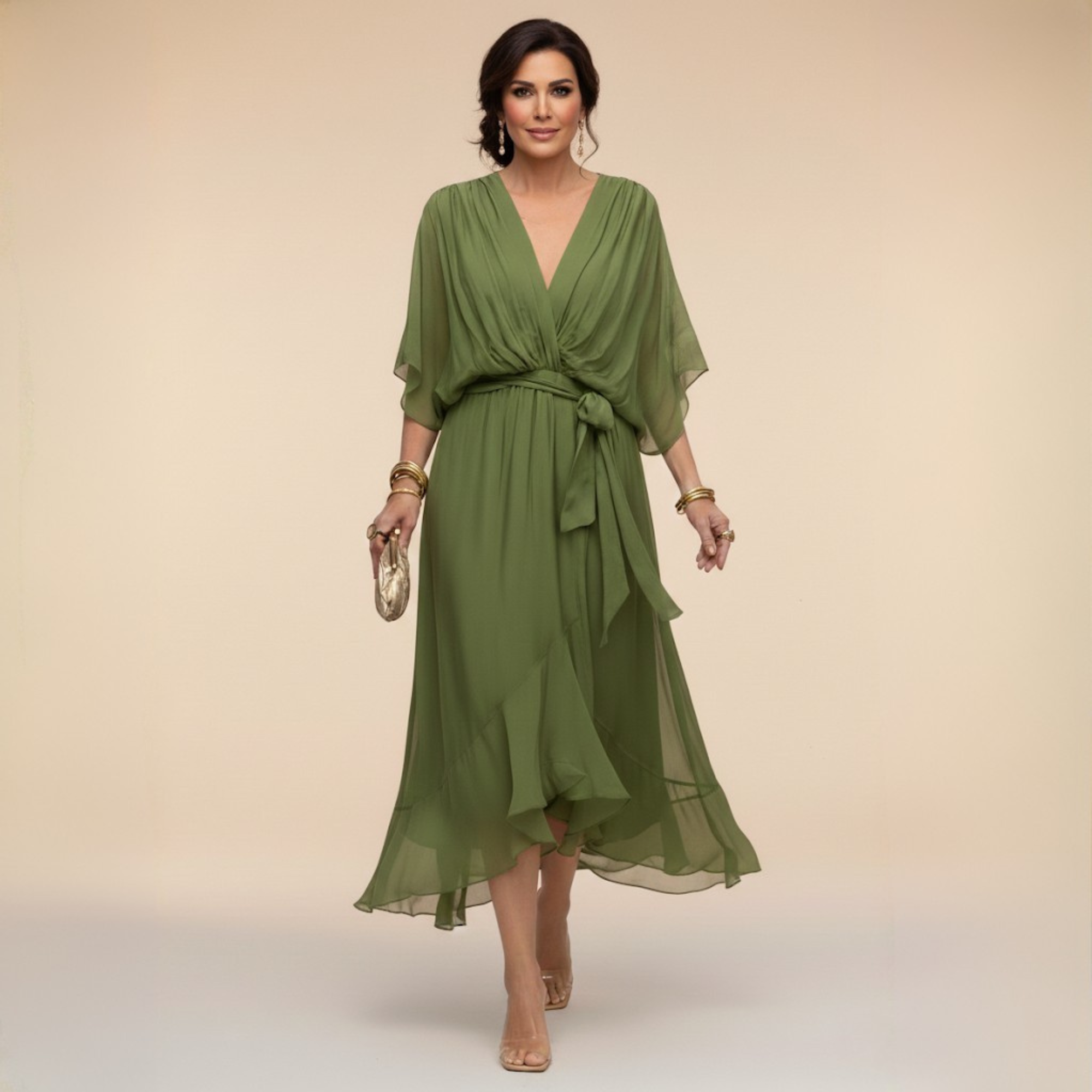 Monica | Vestido de Chifón para Mujer con Escote en V