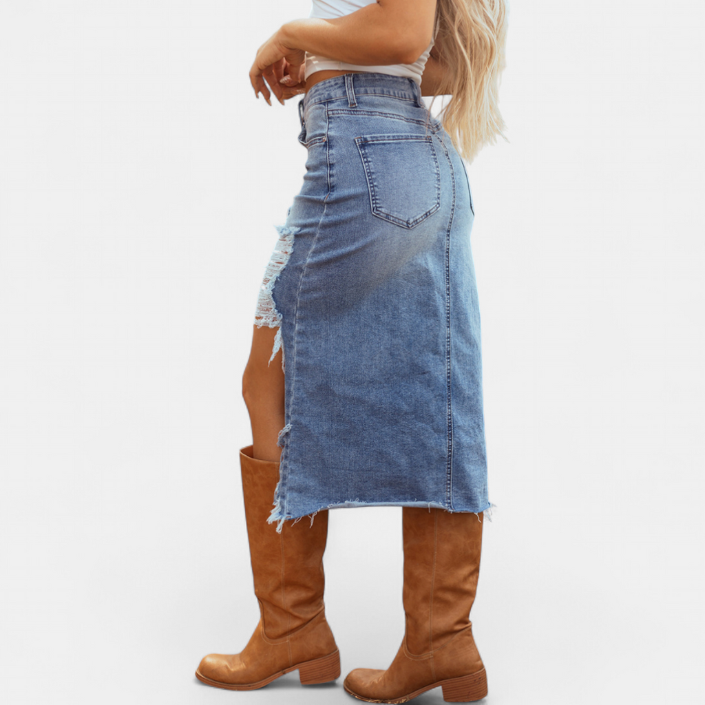 BLAKE™ – Falda Maxi Vaquera de Talle Alto Relaxed