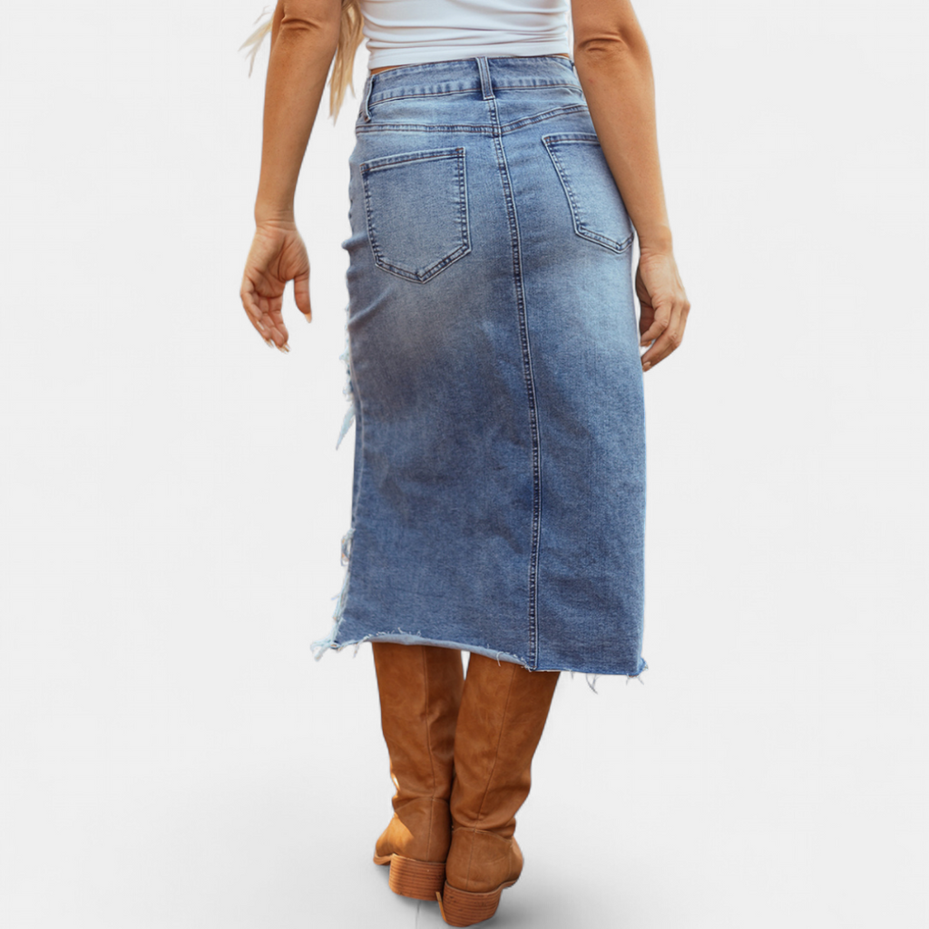 BLAKE™ – Falda Maxi Vaquera de Talle Alto Relaxed