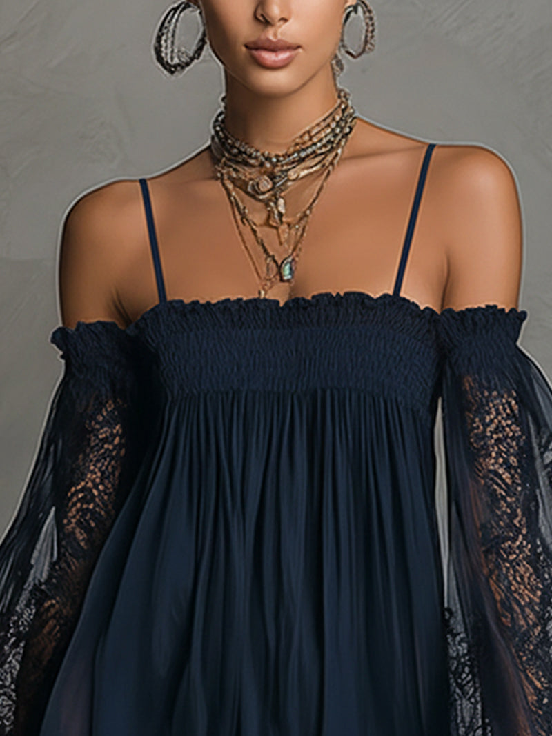 Noemi • Vestido mini en chiffon azul marino
