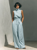 CONJUNTO PANTALÓN ANCHO DE ALGODÓN PARA MUJER