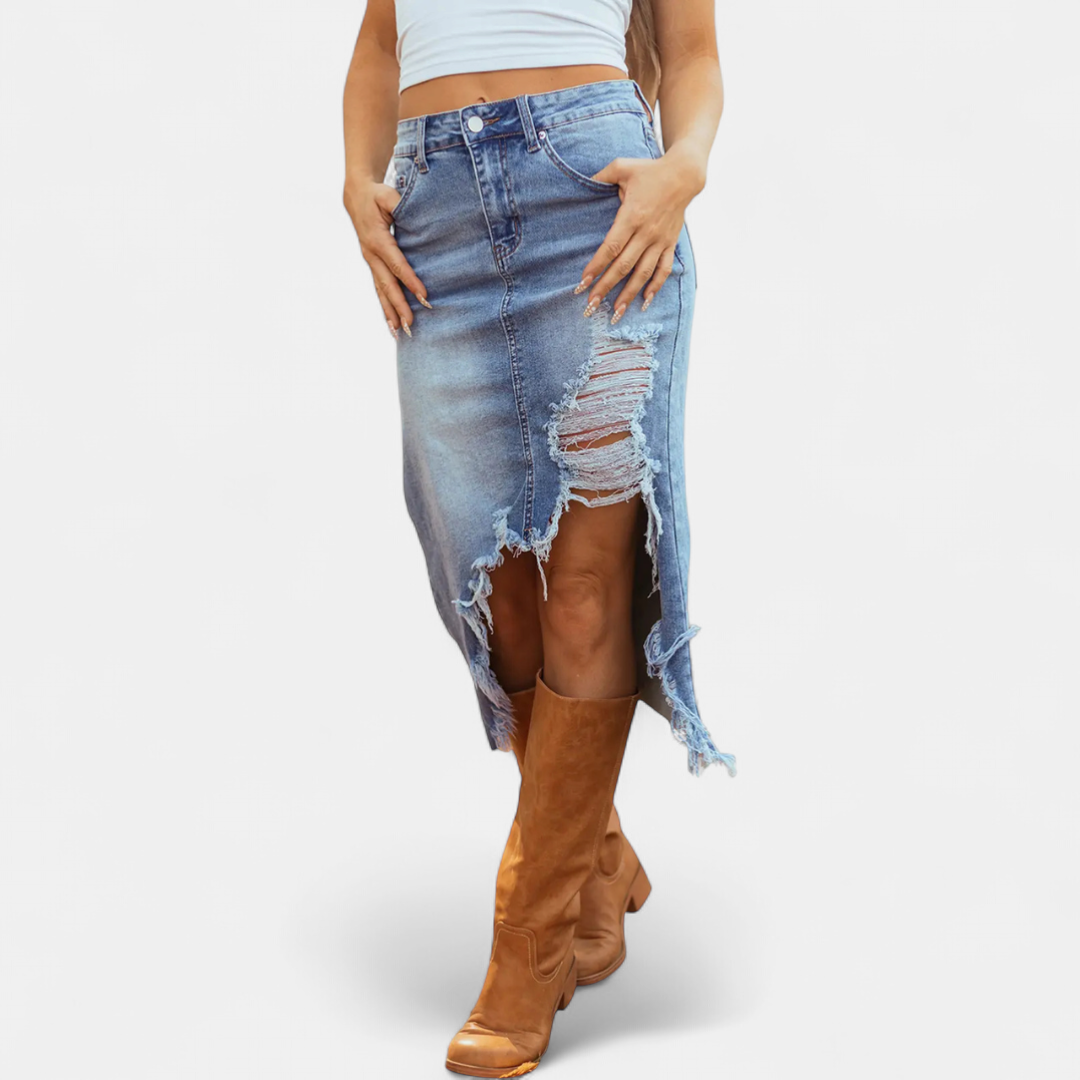 BLAKE™ – Falda Maxi Vaquera de Talle Alto Relaxed