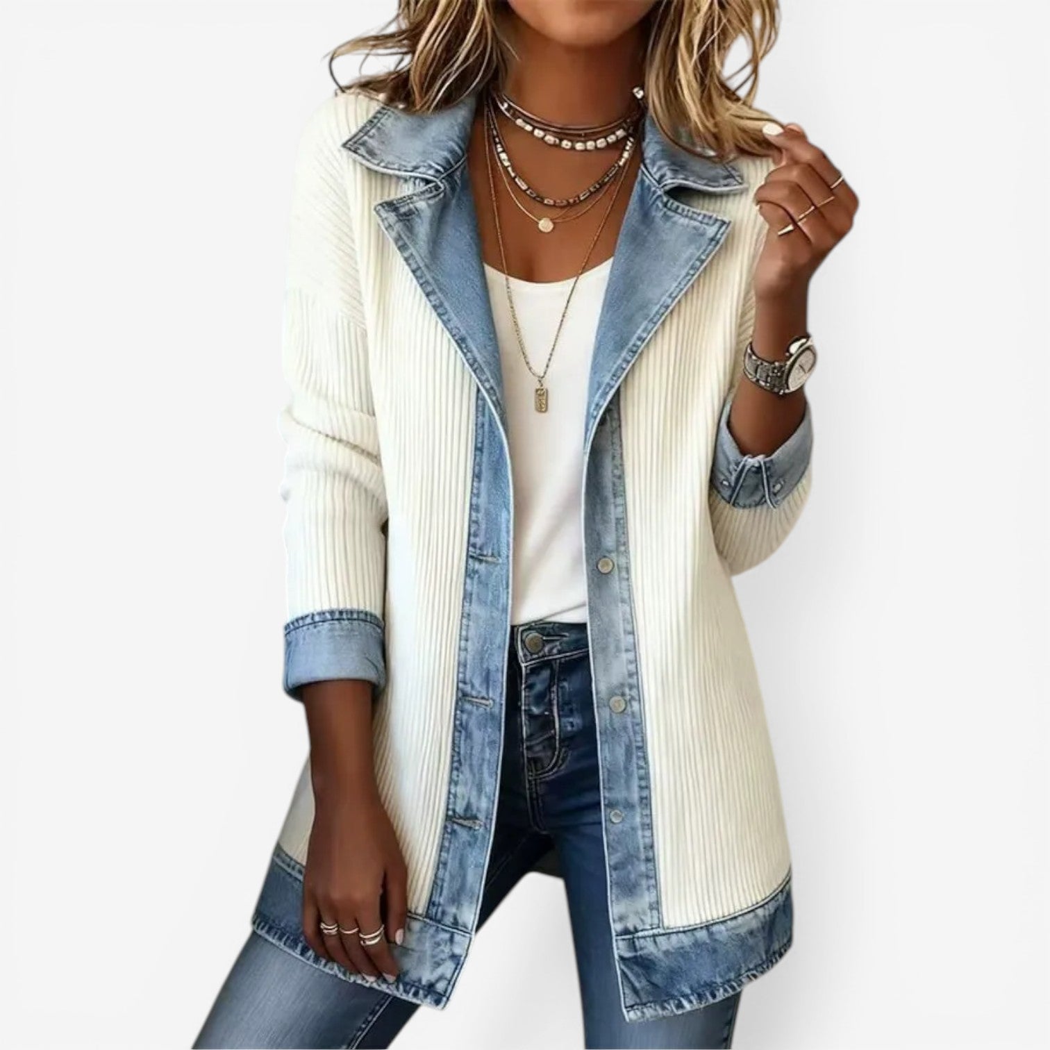 Emilia™ Chaqueta de denim mixto