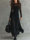 Neroa • Vestido maxi de tul negro con talla amplia
