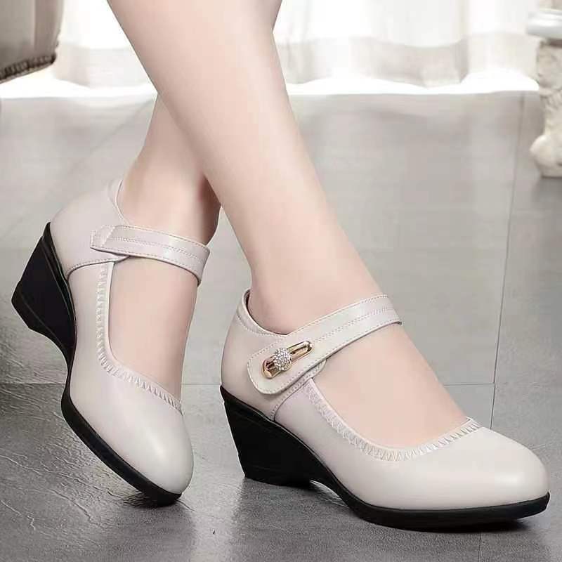 Zapatos de Cuero Suave con Tacón y Suela Antideslizante