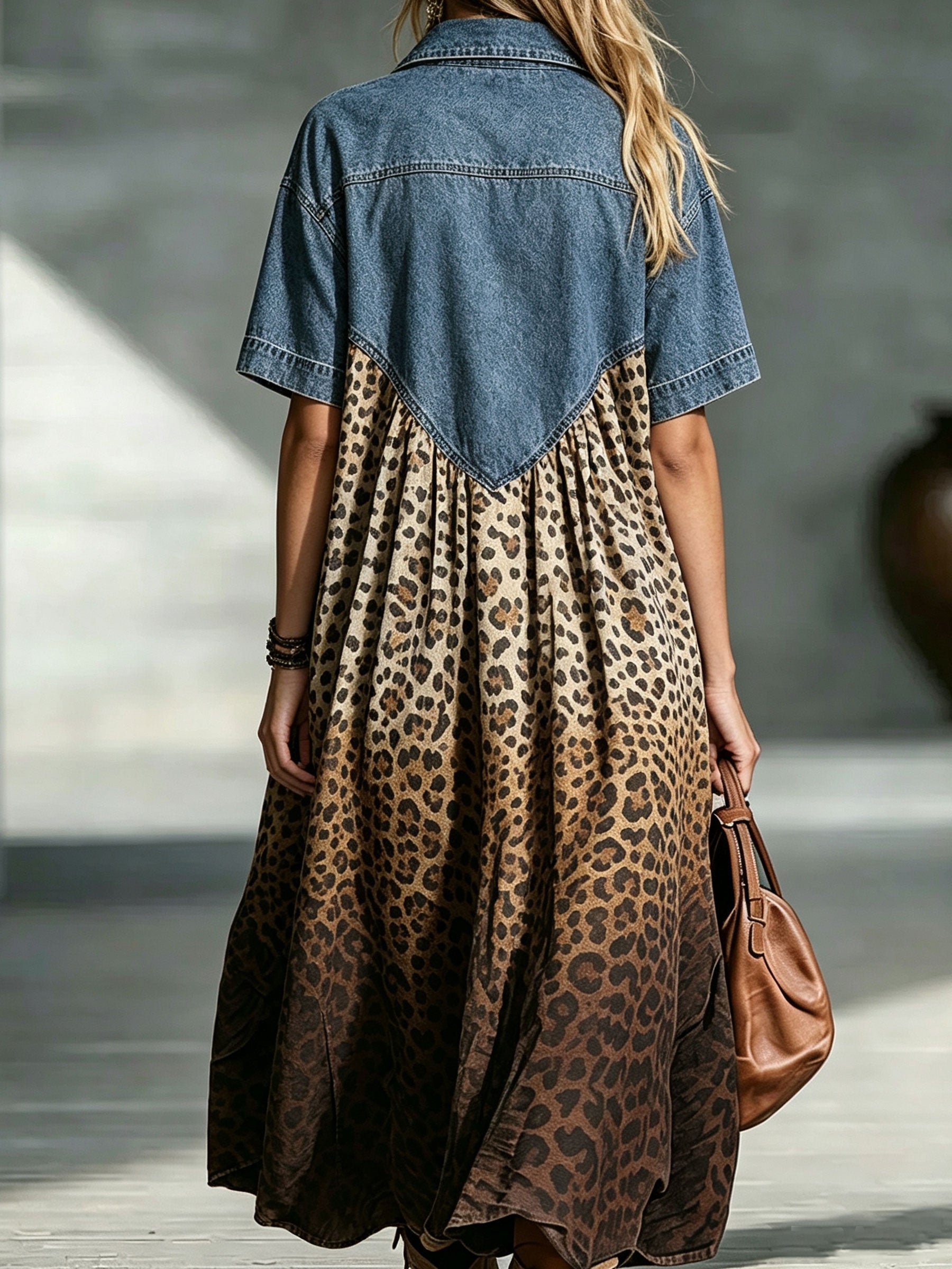 Robe Penny En Jean "Léopard Dégradé"