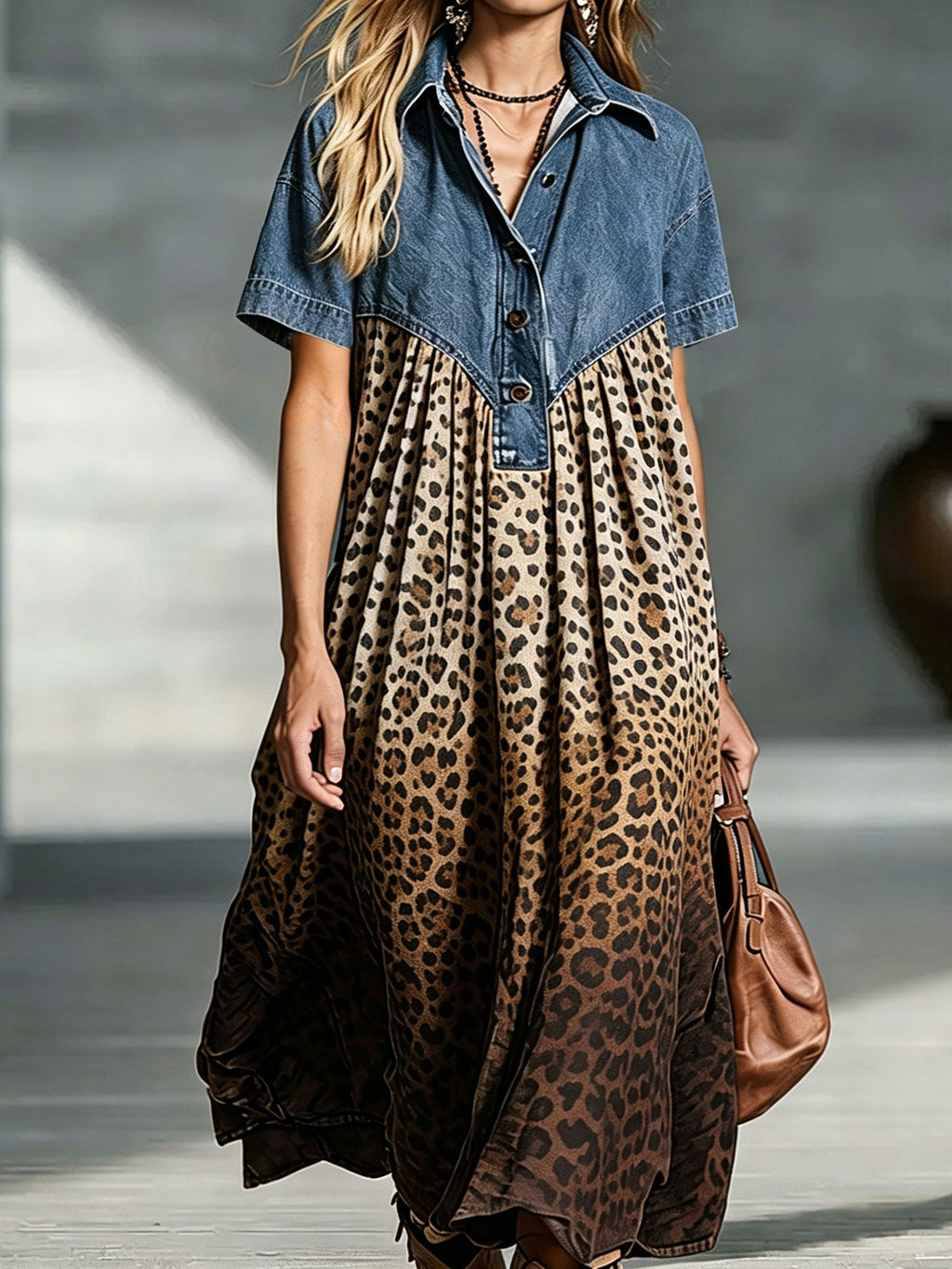 Robe Penny En Jean "Léopard Dégradé"