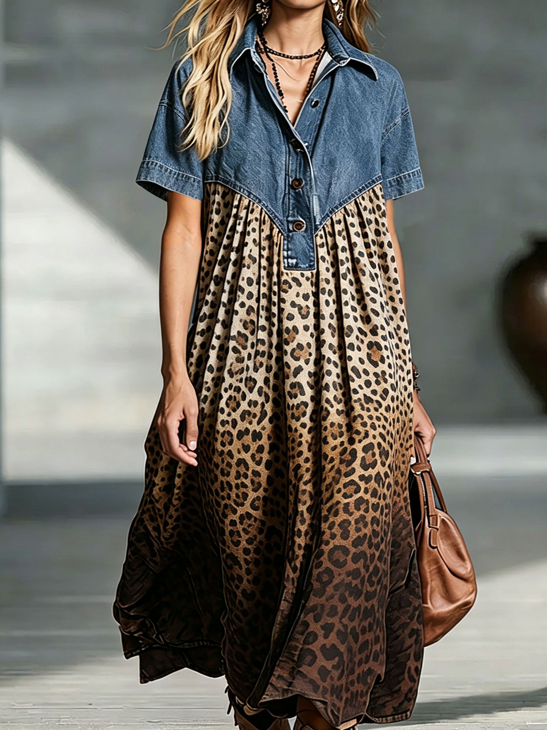 Robe Penny En Jean "Léopard Dégradé"